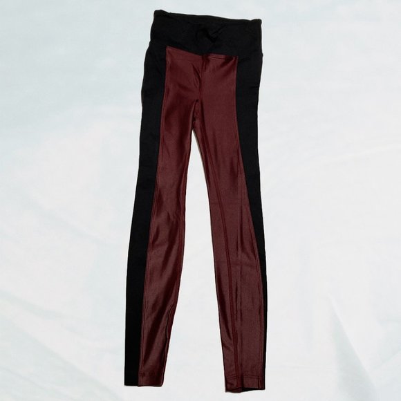 Koral "Breaker" High Waisted Ankle Leggings Wine and Black - Picture 3 of 10